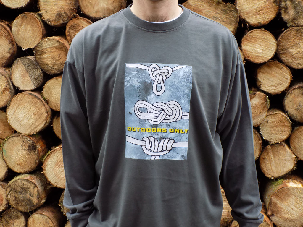 'Knots' Long Sleeve Oversized Carbon Grey T-shirt.