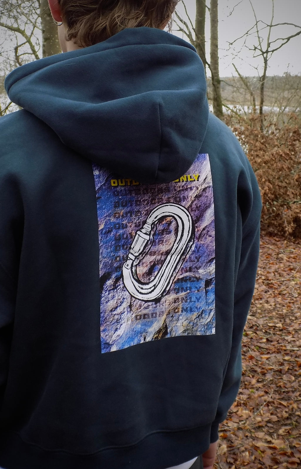 'Carabiner' Navy Oversized Boxy Fit Fleece Hoodie