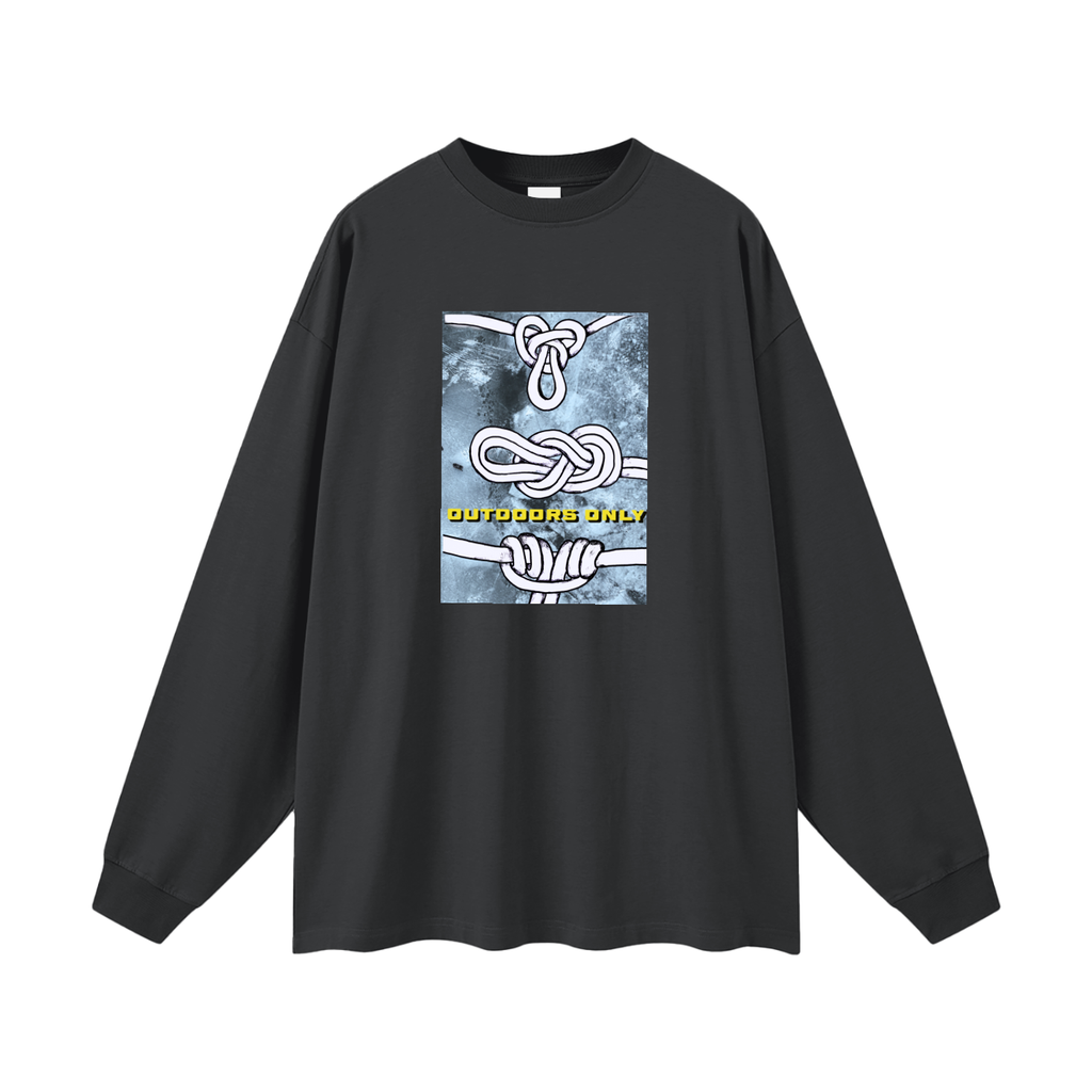 'Knots' Long Sleeve Oversized Carbon Grey T-shirt.